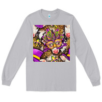 Moon Dust Mardi Gras cow with carnival mask seamless pattern Long Sleeve Tee - BundleAndBundleShop