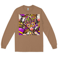 Toasted Coconut Mardi Gras cow with carnival mask seamless pattern Long Sleeve Tee - BundleAndBundleShop