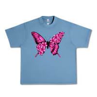Pebble Blue Floral pink butterfly Urban Heavy Tee - NancyCooperArtShop