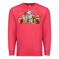 Cardinal hippopotamus coffee cups christmas Premium Sweatshirt - CowGirlArtShop