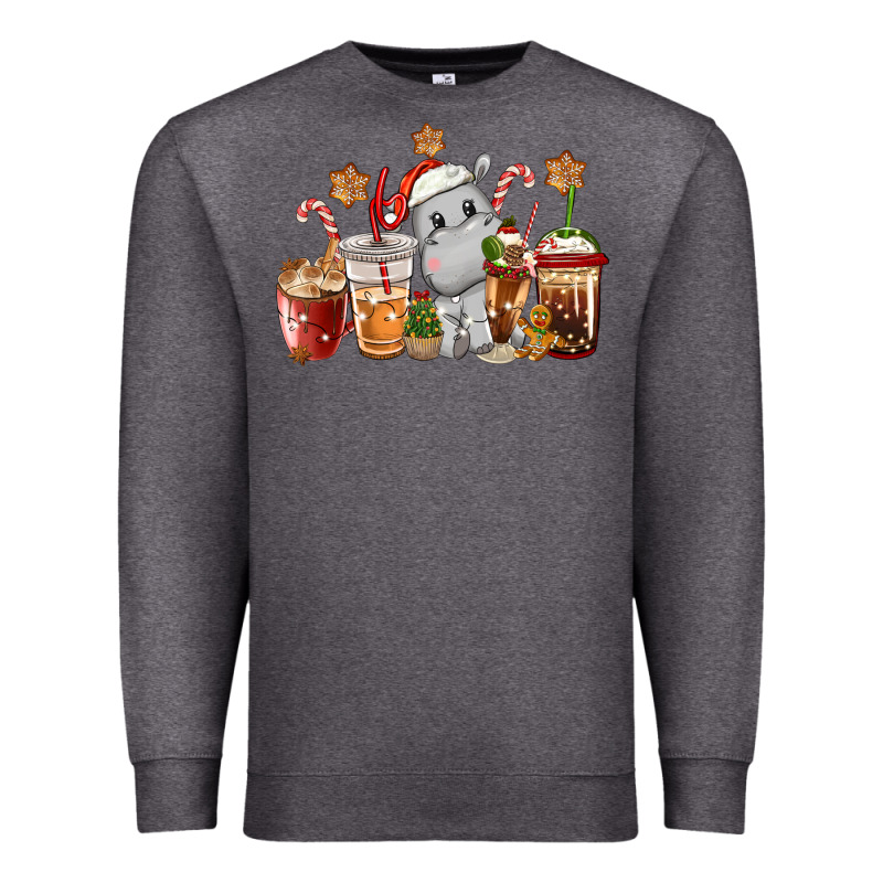 Hippopotamus Coffee Cups Christmas Premium Sweatshirt by CowGirlArtShop | Teevron