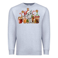 Heather Grey hippopotamus coffee cups christmas Premium Sweatshirt - CowGirlArtShop
