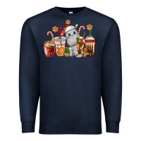 Navy hippopotamus coffee cups christmas Premium Sweatshirt - CowGirlArtShop