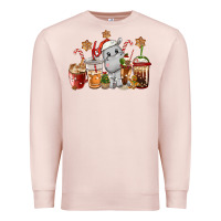 Pale Pink hippopotamus coffee cups christmas Premium Sweatshirt - CowGirlArtShop