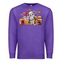 Purple hippopotamus coffee cups christmas Premium Sweatshirt - CowGirlArtShop