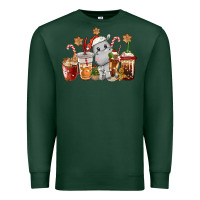 Sports Green hippopotamus coffee cups christmas Premium Sweatshirt - CowGirlArtShop