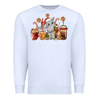 White hippopotamus coffee cups christmas Premium Sweatshirt - CowGirlArtShop