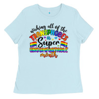 Baby Blue wishing all of the transphobes uncomfortable month Ladies Tee - Artiststas