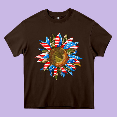 Sunflower Front Heavy Core Tee Designed By Adodesignshop
