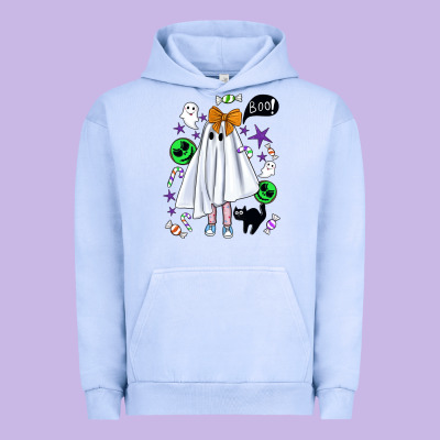 Cute Ghost Halloween Urban Hoodie Designed By Bundleandbundleshop