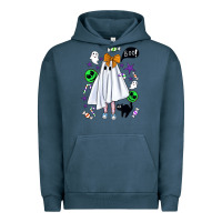 Pigment Midnight Navy cute ghost halloween Urban Hoodie - BundleAndBundleShop