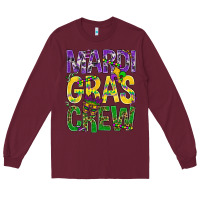 Burgundy Mardi Gras crew Long Sleeve Tee - BundleAndBundleShop