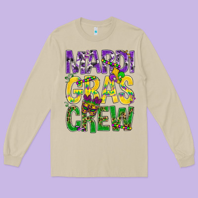 Mardi Gras Crew Long Sleeve Tee Designed By Bundleandbundleshop