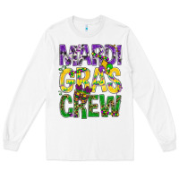 White Mardi Gras crew Long Sleeve Tee - BundleAndBundleShop