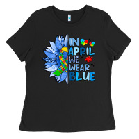 Black in april we wear blue sunflower Ladies Tee - Artiststas