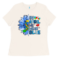 Bone in april we wear blue sunflower Ladies Tee - Artiststas