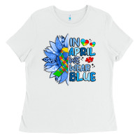 White in april we wear blue sunflower Ladies Tee - Artiststas