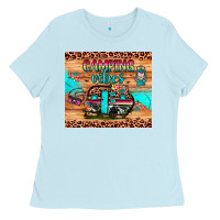 Baby Blue camping vibes Ladies Tee - JahusDesignShop
