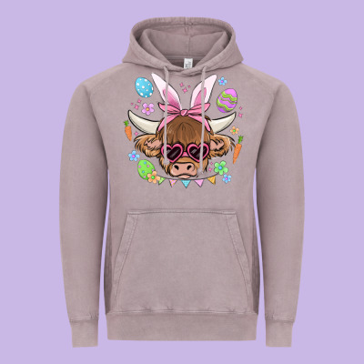Easter Cow Vintage Hoodie Designed By Maliassmallbusiness