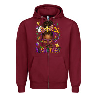 Burgundy mardi gras school secretary afro messy bun Zipper Hoodie - texasbilliewilder