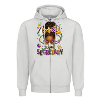 Dove Grey mardi gras school secretary afro messy bun Zipper Hoodie - texasbilliewilder