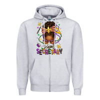 Heather Grey mardi gras school secretary afro messy bun Zipper Hoodie - texasbilliewilder