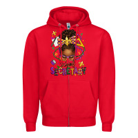 Red mardi gras school secretary afro messy bun Zipper Hoodie - texasbilliewilder
