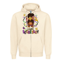 Sandshell mardi gras school secretary afro messy bun Zipper Hoodie - texasbilliewilder