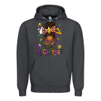 Smoke mardi gras school secretary afro messy bun Zipper Hoodie - texasbilliewilder