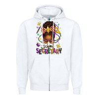 Mardi Gras School Secretary Afro Messy Bun Zipper Hoodie | Teevron