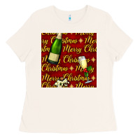 Bone merry christmas champagne seamless pattern Ladies Tee - BundleAndBundleShop