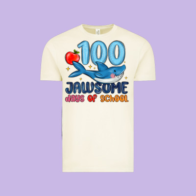 100 Jawsome Days Of School Vintage Tee Designed By Maliassmallbusiness