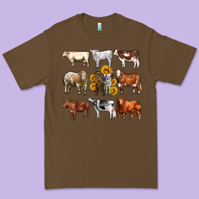 Western Cowsand Sunflowers Premium Tee Designed By Adodesignshop