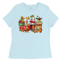 Baby Blue christmas cookie coffee cups Ladies Tee - AdoDesignShop