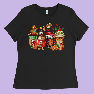 Christmas Cookie Coffee Cups Ladies Tee Designed By Adodesignshop