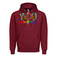 Burgundy LGBTQ+ you matter with leopard Zipper Hoodie - NancyCooperArtShop