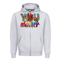 Heather Grey LGBTQ+ you matter with leopard Zipper Hoodie - NancyCooperArtShop