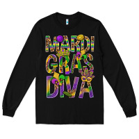 Black Mardi Gras diva Long Sleeve Tee - BundleAndBundleShop