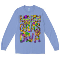 Colony Blue Mardi Gras diva Long Sleeve Tee - BundleAndBundleShop