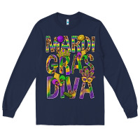 Navy Mardi Gras diva Long Sleeve Tee - BundleAndBundleShop