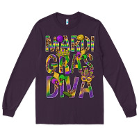 Plum Mardi Gras diva Long Sleeve Tee - BundleAndBundleShop