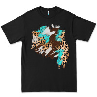 Black cowhide leopard turquoise patch Premium Tee - AdoDesignShop