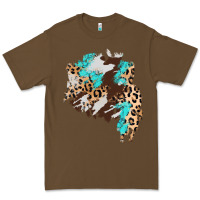 Cacao cowhide leopard turquoise patch Premium Tee - AdoDesignShop