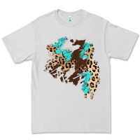 Dove Grey cowhide leopard turquoise patch Premium Tee - AdoDesignShop
