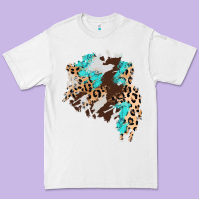 Cowhide Leopard Turquoise Patch Premium Tee Designed By Adodesignshop