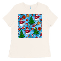 Bone christmas trees and snow seamless pattern Ladies Tee - BundleAndBundleShop