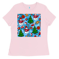 Bubblegum Pink christmas trees and snow seamless pattern Ladies Tee - BundleAndBundleShop