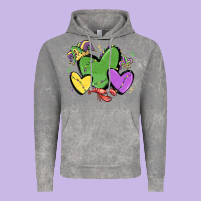 Mardi Gras Hearts Vintage Hoodie Designed By Maliassmallbusiness