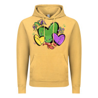 Vintage Mustard mardi gras hearts Vintage Hoodie - MaliasSmallBusiness