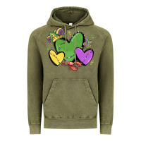 Vintage Olive mardi gras hearts Vintage Hoodie - MaliasSmallBusiness